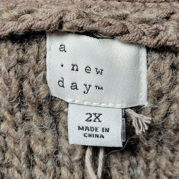 AâNewâDay BrownâOpen-KnitâCardiganâSzâ2X - Picture 4 of 7
